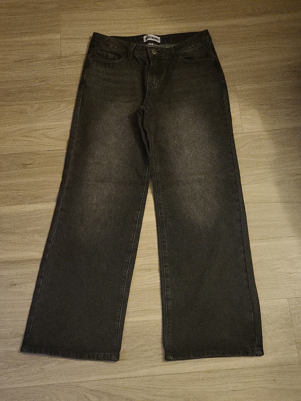 Wide Leg High-Rise Jeans in Washed Black